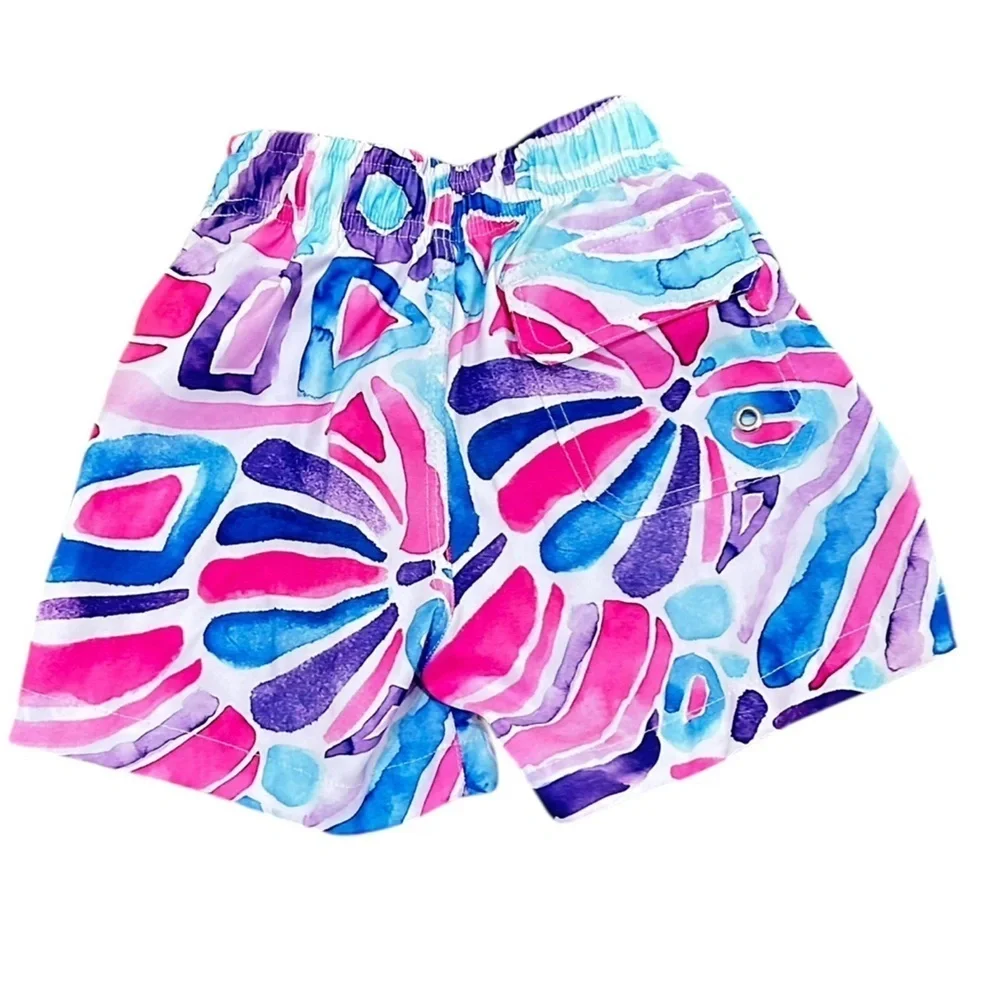 Kiddy Flower Starfish Print Bikini Set & boy shorts Pink, purple & Blue sz 6